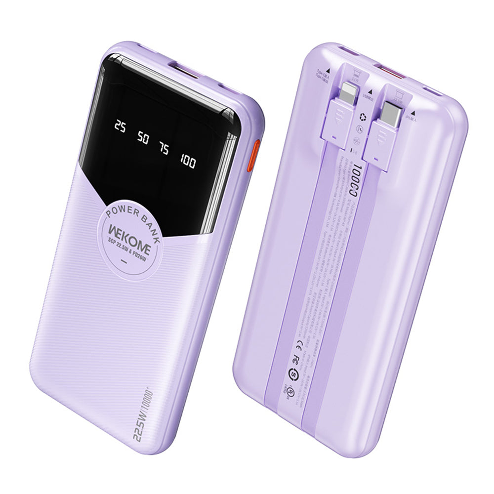 WEKOME WP-59 Pop Digital Series Gen3 10000mAh 22.5W Cabled Super Fast Charging Power Bank WEKOME WP-59 Pop Digital Series Gen3 10000mAh 22.5W Cabled Super Fast Charging Power Bank